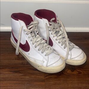 Nike White and Burgundy High-Tops